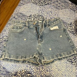 PacSun Light Blue Star-Studded Jean Shorts
